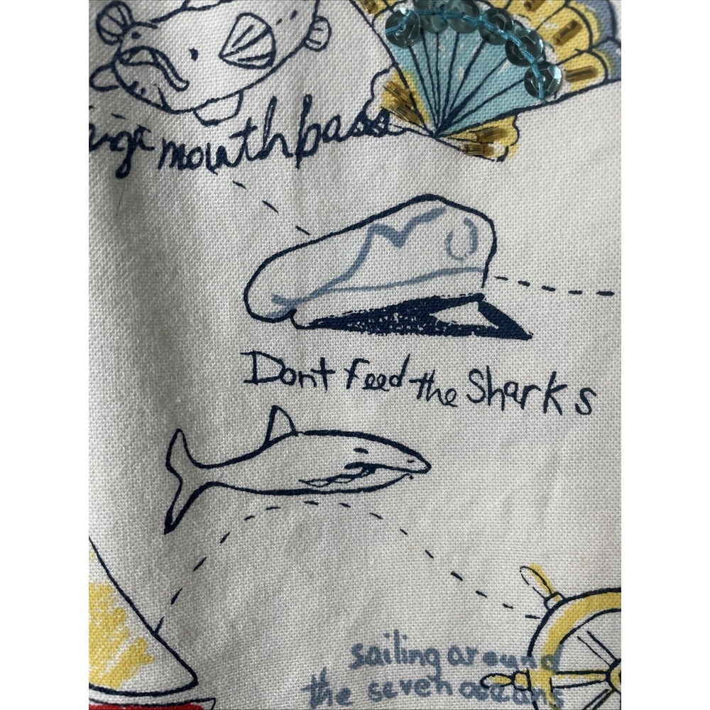 Vintage GRAFF Cropped Embellished Jacket Nautical Coastal Doodle Print Women's S - Picture 6 of 15
